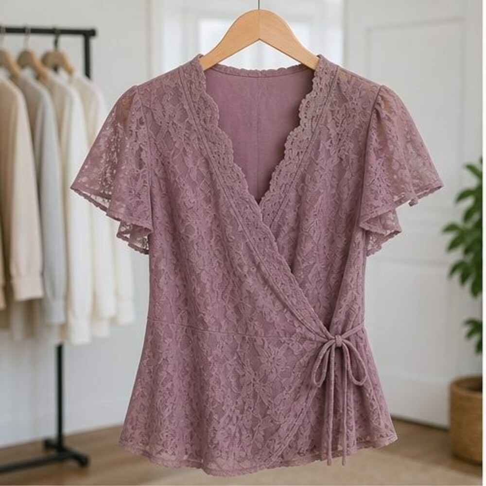 Mauve V Neck Top